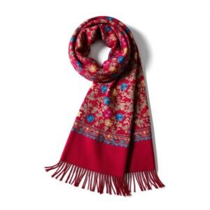 embroidery scarf red