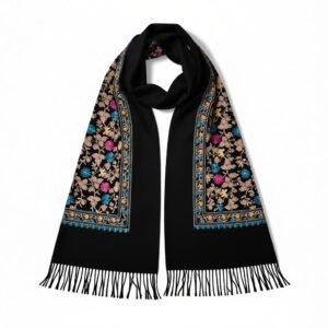 embroidery scarf black