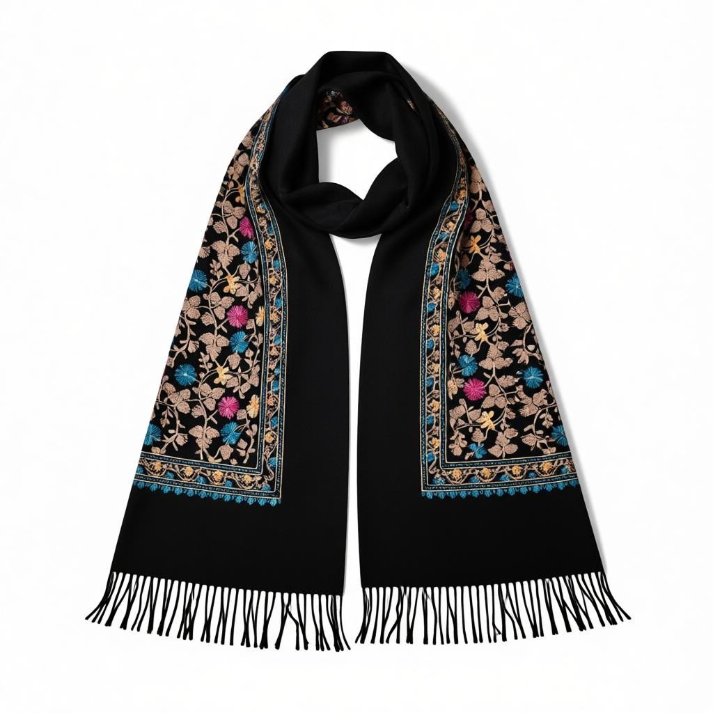 embroidery scarf black embroidery scarf black