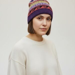 black purple neck beanie