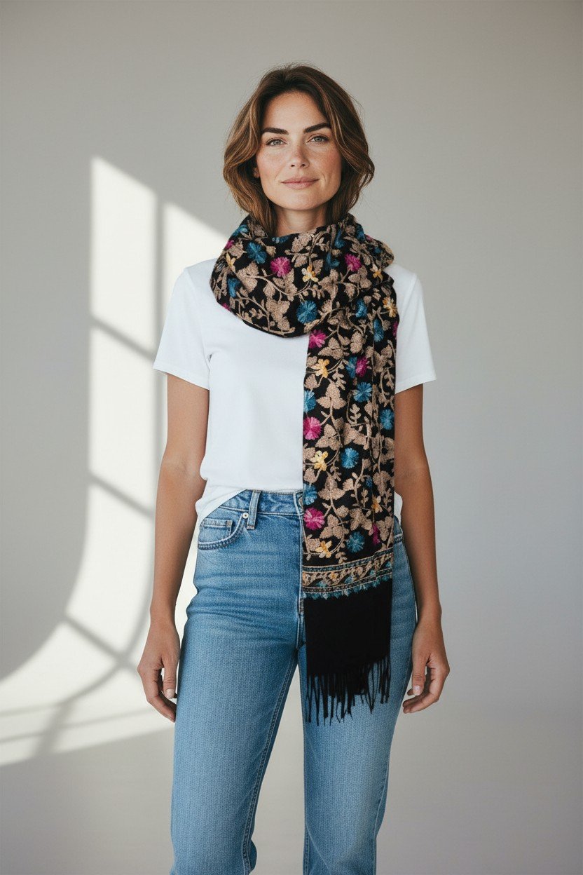 embroidery scarf black embroidery scarf black