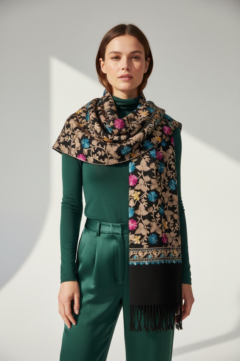 embroidery scarf black embroidery scarf black