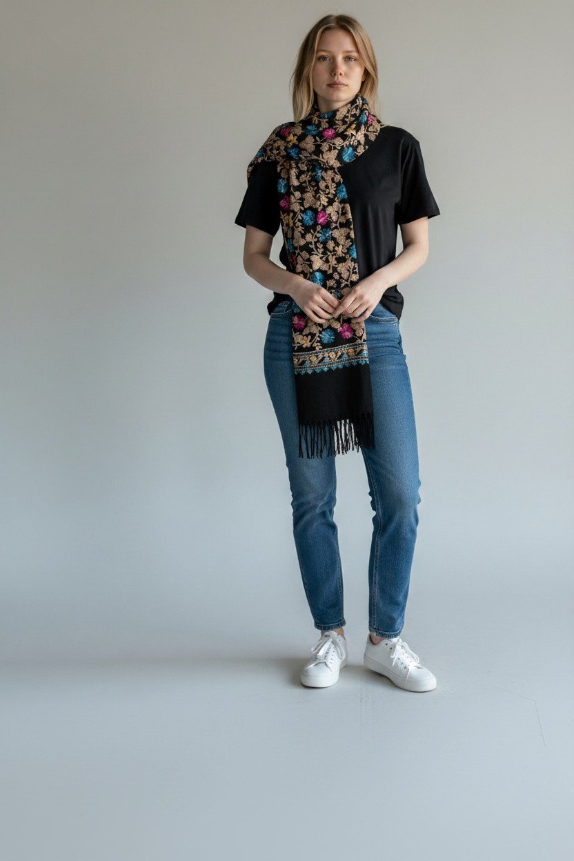 embroidery scarf black embroidery scarf black